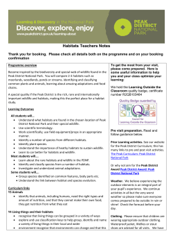 Habitats Teachers Notes - Peak District National Park Authority