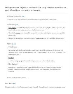 Immigration and migration patterns in the early colonies