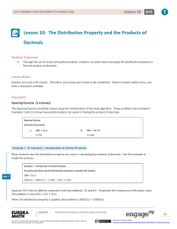 Lesson 10: The Distributive Property and the Products of Decimals