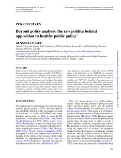 A Discourse Analysis of the Social Determinants of Health