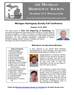 THE MICHIGAN HEMINGWAY SOCIETY