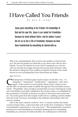 I Have Called You Friends