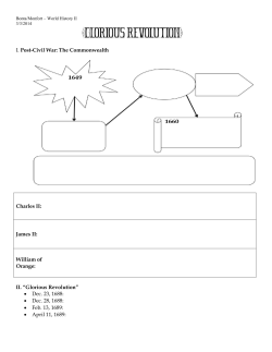 I. Post-Civil War: The Commonwealth Charles II: James II: William of