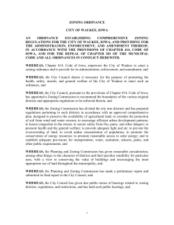 "Zoning Ordinance" of the City of Waukee, Iowa