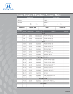 Honda Genuine Oil National Account Ticket