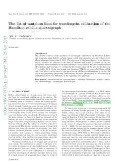 The list of tantalum lines for wavelengths calibration of the Hamilton