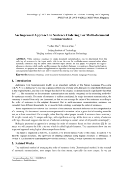 An Improved Approach to Sentence Ordering For Multi