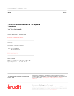 Literary Translation in Africa: The Nigerian