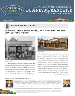 BASEBALL, PIZZA, FRANCHISING, AND A PROHIBITION ERA