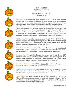 NORTH HALEDON FREE PUBLIC LIBRARY PROGRAMS