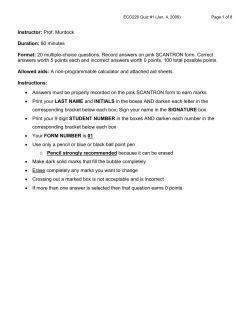 Instructor: Prof. Murdock Duration: 60 minutes Format: 20 multiple
