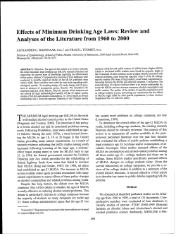 Effects of Minimum Drinking Age Laws: Review and Analyses of the