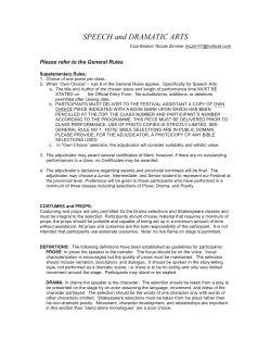 SPEECH and DRAMATIC ARTS - Kootenay Festival of the Arts