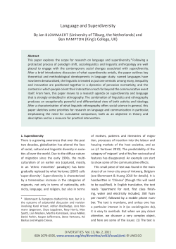 Language and Superdiversity - Max Planck Institute for the Study of