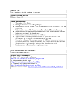Lesson Title The Yuan Empire, the Silk Road and the Mongols Class