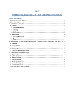 PROFESSIONAL LIABILITY LAW &ndash; NON-MEDICAL