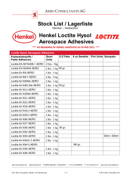 Aero Consultants Henkel Hysol Stock List