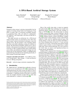 A DNA-Based Archival Storage System - Washington