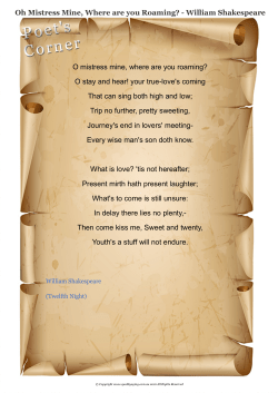 Oh Mistress Mine, Where are you Roaming - William