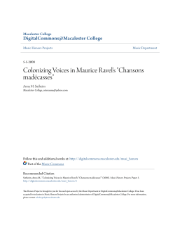 Colonizing Voices in Maurice Ravel`s "Chansons mad&eacute;casses"