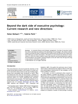 Beyond the dark side of executive psychology: Current