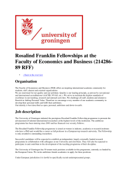 Rosalind Franklin Fellowships (Economics and