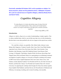 Cognitive Allegory - University of Waterloo