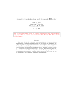 Morality, Maximization, and Economic Behavior