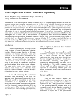 ETHICS Ethical Implications of Germ Line Genetic Engineering