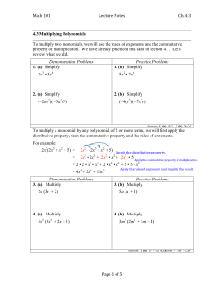 Math 101 Lecture Notes Ch. 4.3 Page 1 of 5 4.3 Multiplying