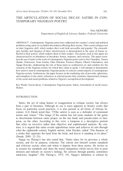 THE ARTICULATION OF SOCIAL DECAY: SATIRE IN CON