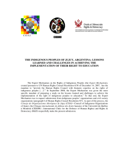 the indigenous peoples of jujuy, argentina - CIDDHU