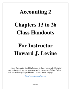 Accounting 2 Chapters 13 to 26 Class Handouts For Instructor