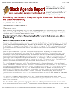 Plundering the Panthers, Manipulating the Movement: Re