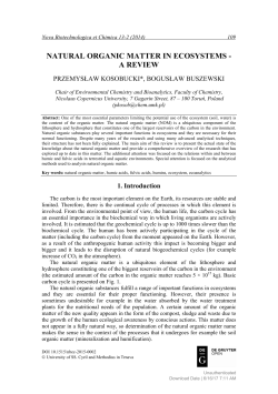NATURAL ORGANIC MATTER IN ECOSYSTEMS