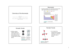 Chemistry of the Nonmetals Nonmetals Periodic Trends Periodic