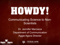 Communicating Science to Non- Scientists