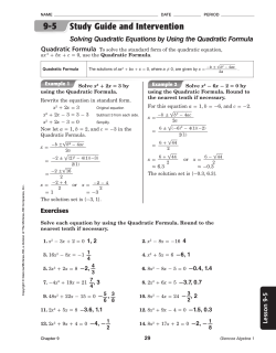 Study Guide and Intervention