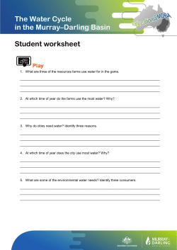 The Water Cycle in the Murray–Darling Basin Student worksheet Play