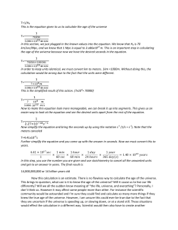 T=1/H0 This is the equation given to us to