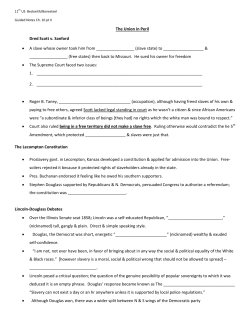 The Union in Peril Dred Scott v. Sanford &bull; A slave whose