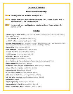 5th Grade Novels List