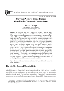 Moving Picture, Lying Image: Unreliable Cinematic Narratives1