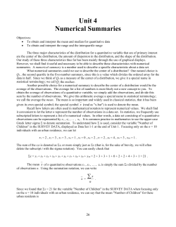 Unit 4 Numerical Summaries