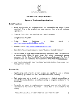 Business Law 101 for Ministers Types of Business Organizations