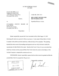 1N THE SUPREME COURT OF OHIO STATE OF OHIO ex rel