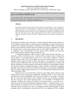 Argument Structure in Fluid Construction Grammar Remi van Trijp
