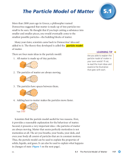 The Particle Model of Matter