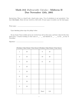 Math 212 Multivariable Calculus - Midterm II Due