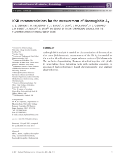 ICSH recommendations for the measurement of Haemoglobin A2